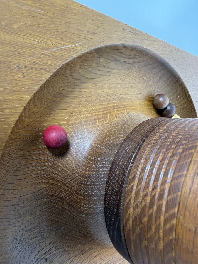 Vintage Danish Modern Teak Tarnspil Tower Game Designed By Piet Hein For Skjode Skjern Denmark Featuring Multi Tonal Wooden Marbles And Instructions 9' X 9' X 9' [Photo 6]