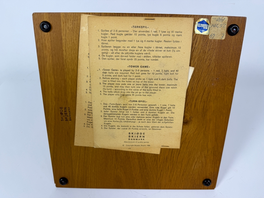 Vintage Danish Modern Teak Tarnspil Tower Game Designed By Piet Hein For Skjode Skjern Denmark Featuring Multi Tonal Wooden Marbles And Instructions 9' X 9' X 9' [Photo 7]