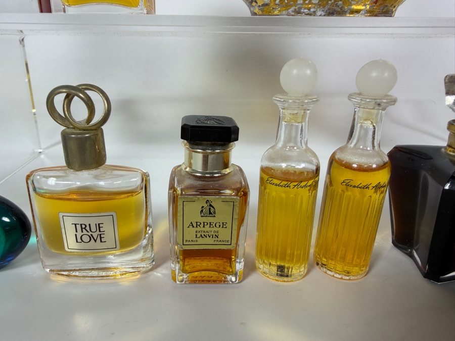 Vintage Estate Lot of Fourteen Assorted Commercial Women Fragrance and Miniature Perfume Bottles Including Elizabeth Arden Red Door True Love and Worth [Photo 2]