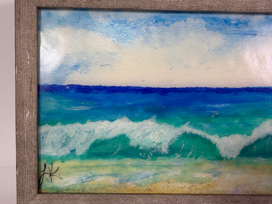 Framed Panoramic 'Windansea Shorebreak - South of the Shack' Painting Signed LK (Laura) And Laura On Back 25'W X 8.5'H [Photo 2]