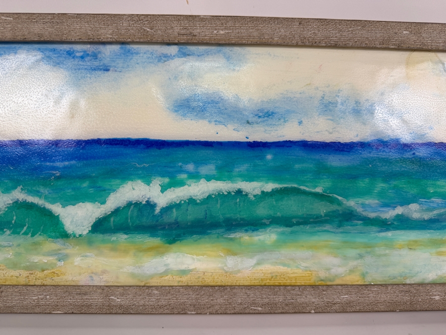 Framed Panoramic 'Windansea Shorebreak - South of the Shack' Painting Signed LK (Laura) And Laura On Back 25'W X 8.5'H [Photo 4]