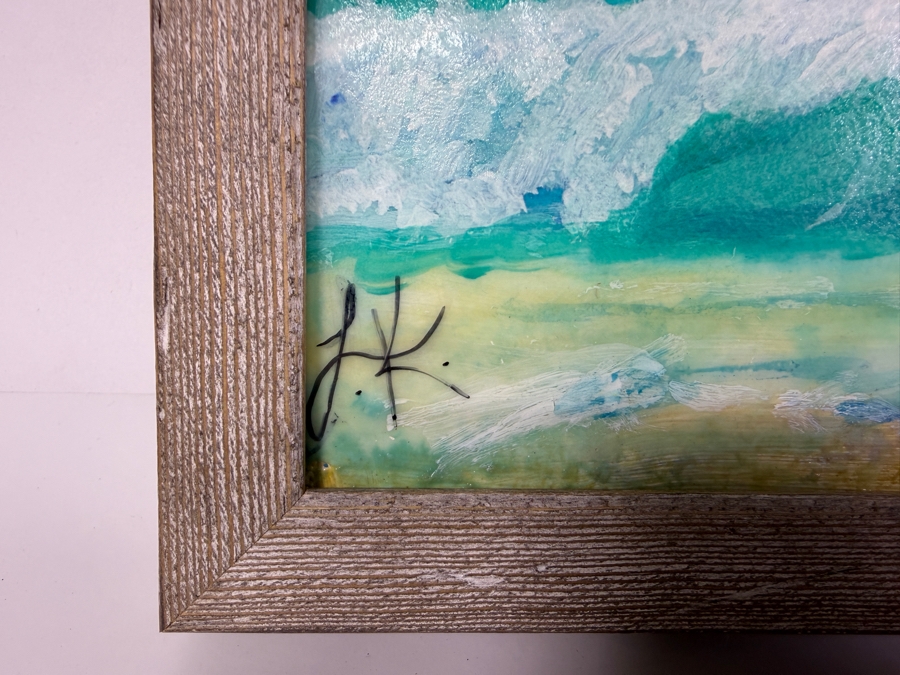 Framed Panoramic 'Windansea Shorebreak - South of the Shack' Painting Signed LK (Laura) And Laura On Back 25'W X 8.5'H [Photo 3]