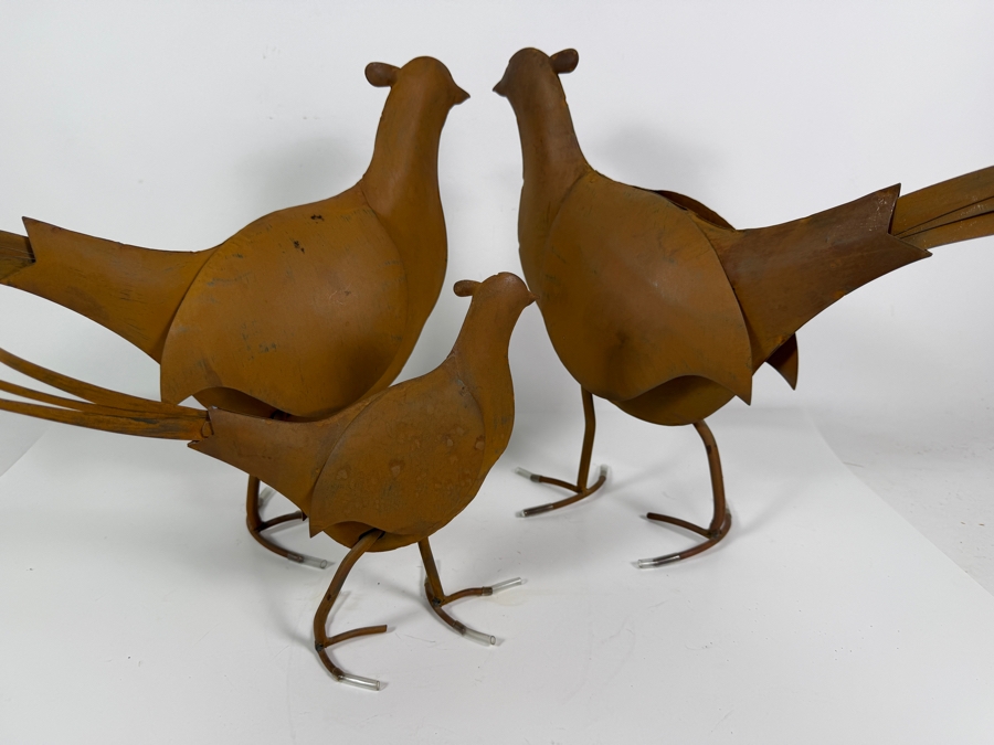 Trio Of Metal Long Tailed Pheasant Garden Statues 20' X 13' [Photo 3]