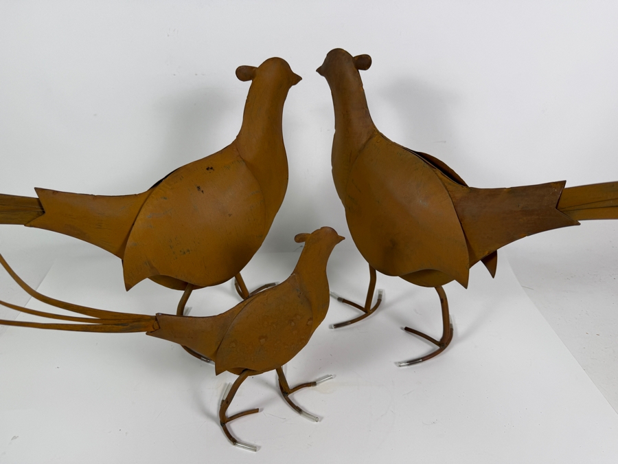 Trio Of Metal Long Tailed Pheasant Garden Statues 20' X 13' [Photo 2]
