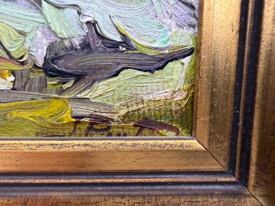 Pair Of Jose Pinto Impressionist Mountain Landscape Oil On Board Miniature Paintings 7' X 6' [Photo 5]