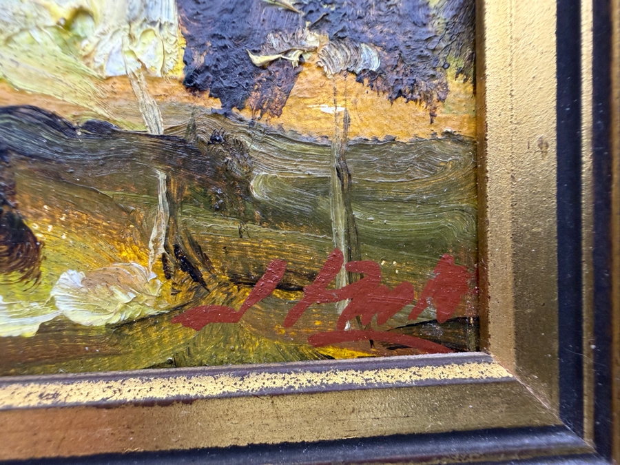Pair Of Jose Pinto Impressionist Mountain Landscape Oil On Board Miniature Paintings 7' X 6' [Photo 7]