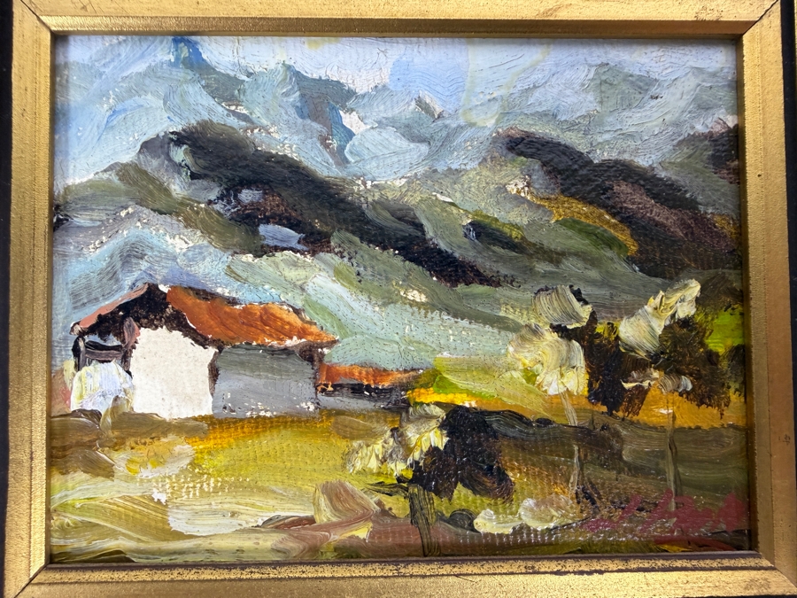 Pair Of Jose Pinto Impressionist Mountain Landscape Oil On Board Miniature Paintings 7' X 6' [Photo 6]