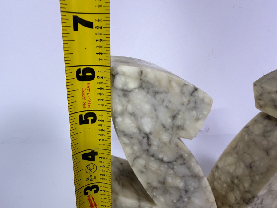 Pair Of Vintage Mid Century Modern Marbled Alabaster Z Shaped Abstract Bookends 6'H [Photo 5]