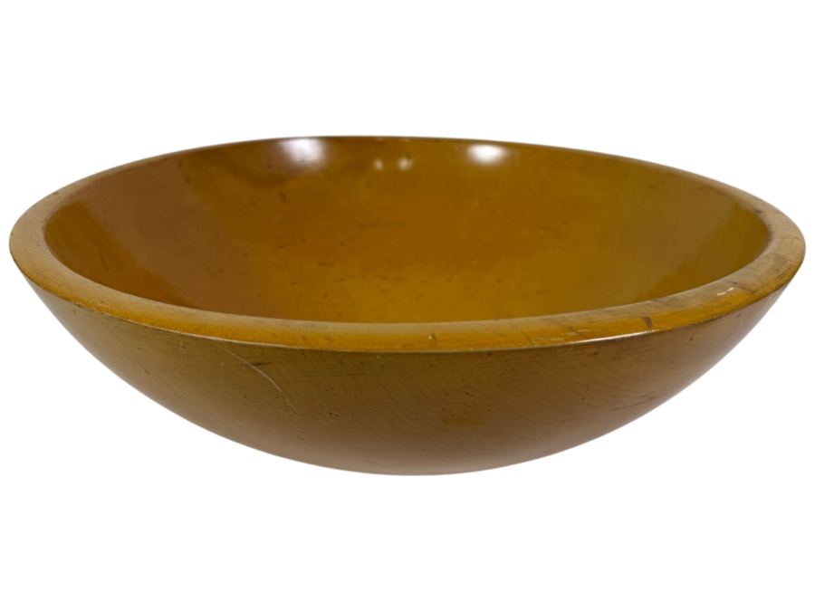 Large Antique Hand Turned Solid Maple Wooden Treenware Chopping Salad Dough Bowl 18' X 6'
