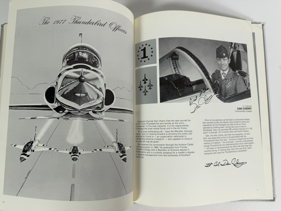 Autographed 1977 United States Air Force Thunderbirds 25th Year Commemorative Yearbook Signed By Commander Dan Cherry And All of the Thunderbird Pilots [Photo 5]