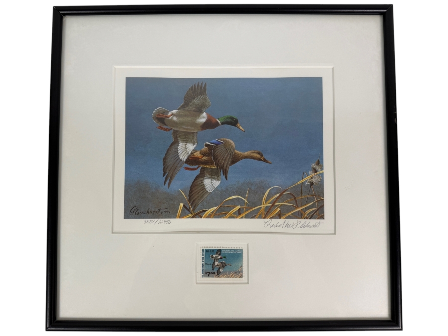 Framed 1980 1981 Federal Duck Stamp Limited Edition 5,854/12,950 Print Signed By Richard W Plasschaert 15' X 14' [Photo 2]