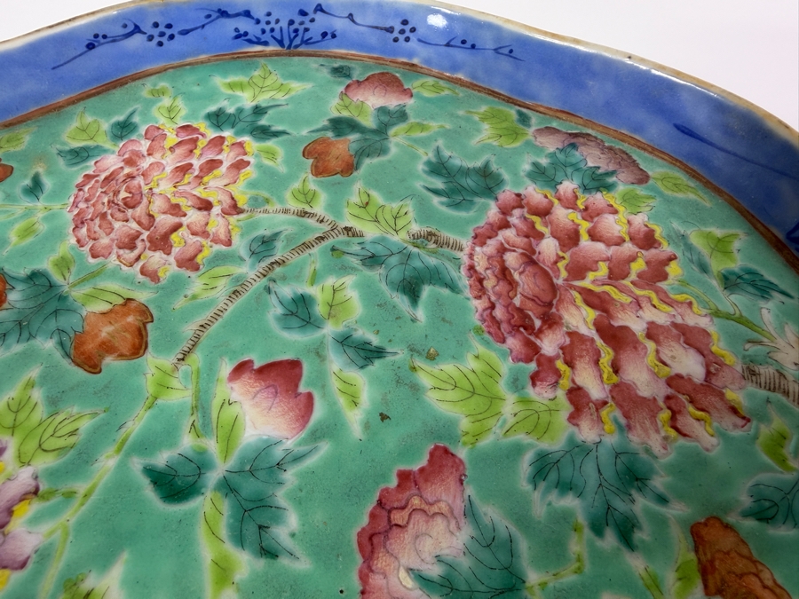 Just Added - Vintage Chinese Nyonya Hand-painted Porcelain Tea Set With Teapot, Serving Tray and Four Small Tea Cups - See Photos for Details [Photo 6]