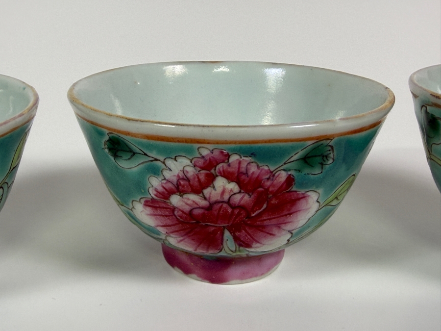 Just Added - Vintage Chinese Nyonya Hand-painted Porcelain Tea Set With Teapot, Serving Tray and Four Small Tea Cups - See Photos for Details [Photo 23]