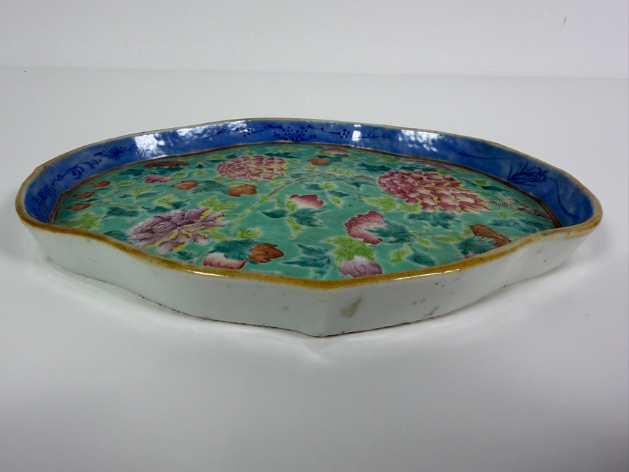Just Added - Vintage Chinese Nyonya Hand-painted Porcelain Tea Set With Teapot, Serving Tray and Four Small Tea Cups - See Photos for Details [Photo 8]