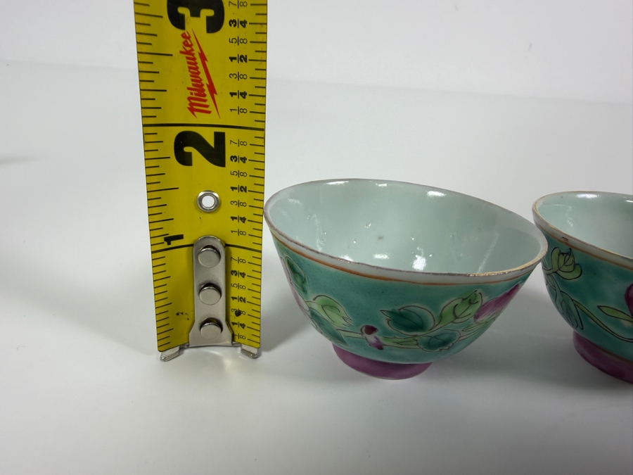 Just Added - Vintage Chinese Nyonya Hand-painted Porcelain Tea Set With Teapot, Serving Tray and Four Small Tea Cups - See Photos for Details [Photo 28]