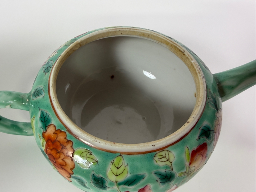Just Added - Vintage Chinese Nyonya Hand-painted Porcelain Tea Set With Teapot, Serving Tray and Four Small Tea Cups - See Photos for Details [Photo 15]