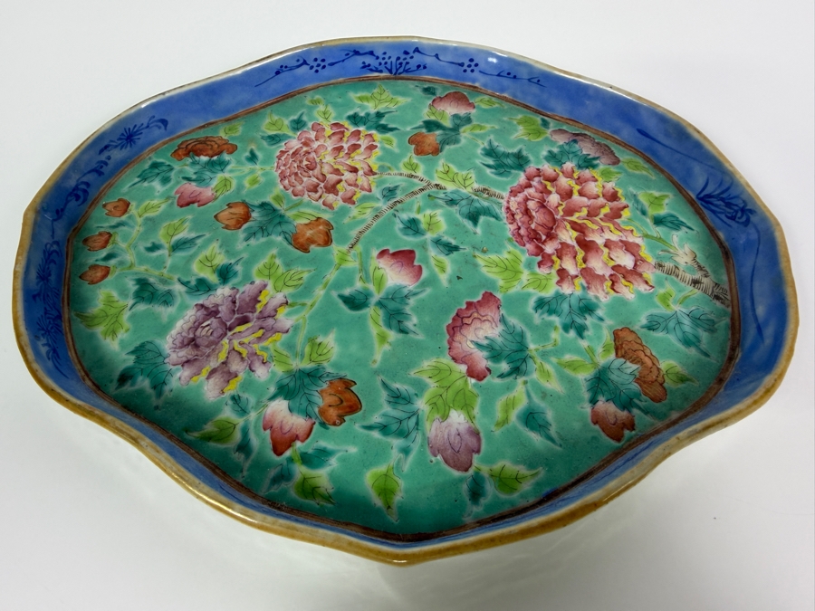 Just Added - Vintage Chinese Nyonya Hand-painted Porcelain Tea Set With Teapot, Serving Tray and Four Small Tea Cups - See Photos for Details [Photo 5]