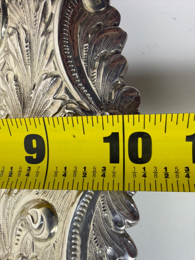 Stunning Antique Adolph Newsalt (A. Newsalt) American Sterling Silver Repousse Floral Nut Candy Bowl Dated 1893 13'W X 10.25'D X 2'H 413.4g (Silver Melt Value $800) [Photo 15]