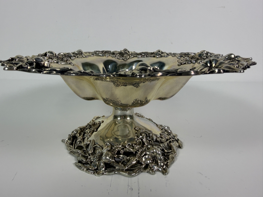 Exceptional Antique Art Nouveau Duhme (Considered the 'Tiffany of Cincinnati') Sterling Silver Footed Bowl Compote Tazza 9.5W X 4H 473.7g (Silver Melt Value $916) [Photo 13]