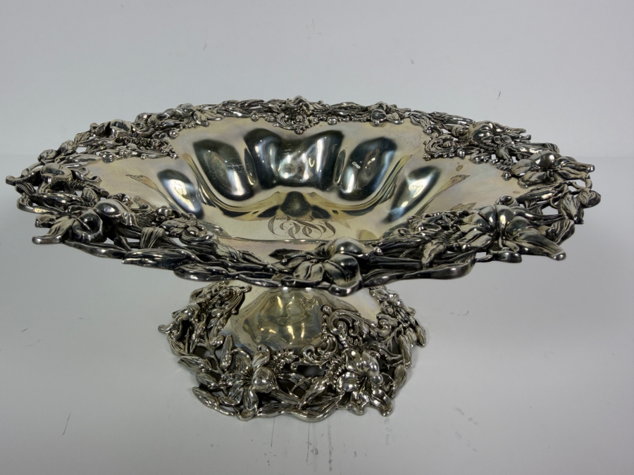 Exceptional Antique Art Nouveau Duhme (Considered the 'Tiffany of Cincinnati') Sterling Silver Footed Bowl Compote Tazza 9.5W X 4H 473.7g (Silver Melt Value $916) [Photo 2]