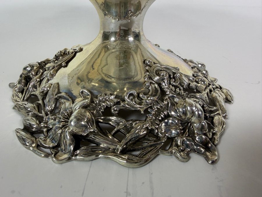 Exceptional Antique Art Nouveau Duhme (Considered the 'Tiffany of Cincinnati') Sterling Silver Footed Bowl Compote Tazza 9.5W X 4H 473.7g (Silver Melt Value $916) [Photo 4]