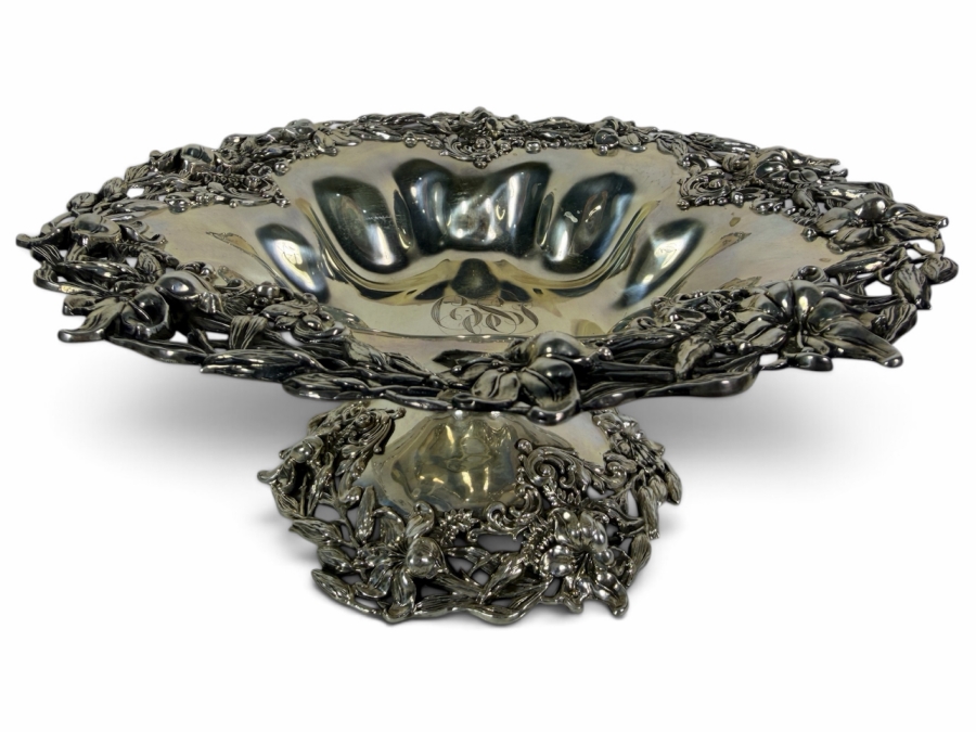 Exceptional Antique Art Nouveau Duhme (Considered the 'Tiffany of Cincinnati') Sterling Silver Footed Bowl Compote Tazza 9.5W X 4H 473.7g (Silver Melt Value $916)