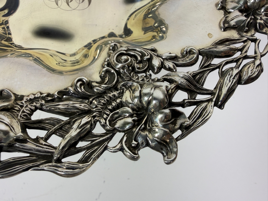 Exceptional Antique Art Nouveau Duhme (Considered the 'Tiffany of Cincinnati') Sterling Silver Footed Bowl Compote Tazza 9.5W X 4H 473.7g (Silver Melt Value $916) [Photo 7]