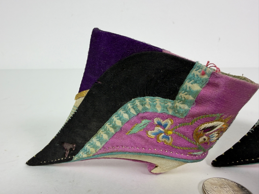 Just Added - Antique Chinese Qing Dynasty Lotus Shoes for Bound Feet 4.5'L [Photo 5]
