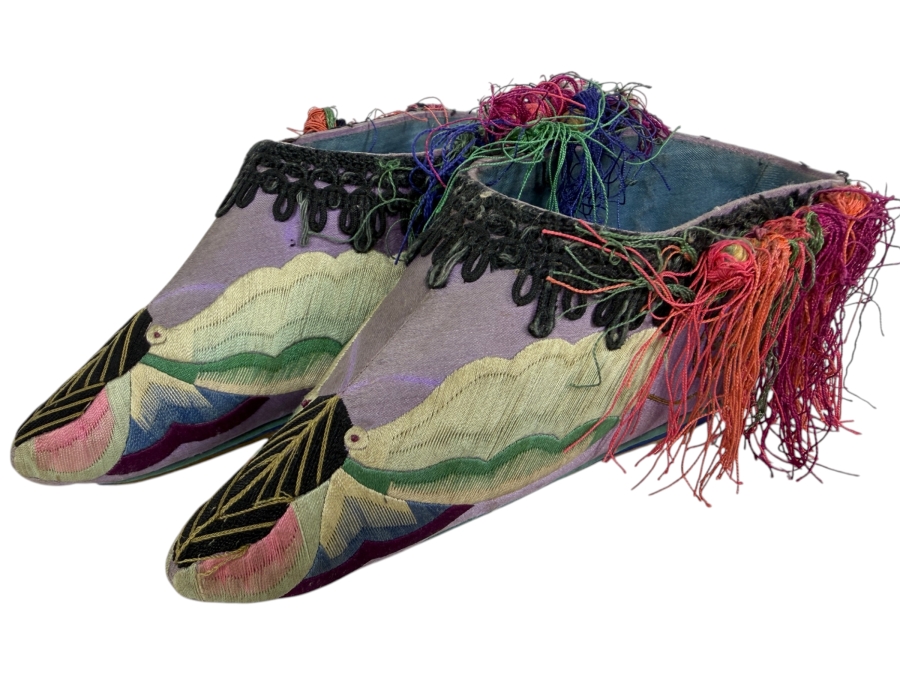 Just Added - Antique Chinese Qing Dynasty Lotus Shoes for Bound Feet 6.5'L