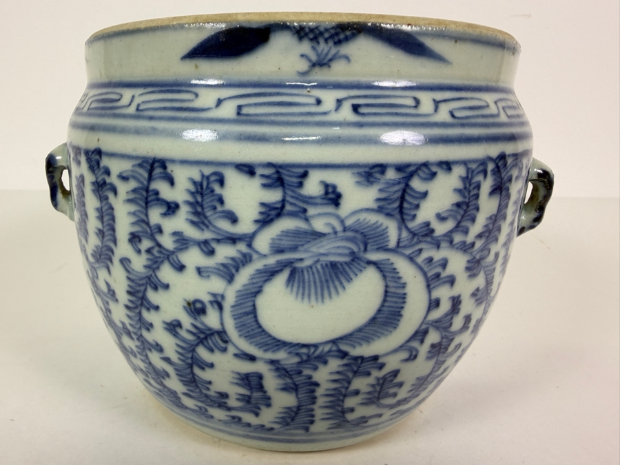 Just Added - Antique Chinese Blue & White Porcelain Jar 6W X 5.5H [Photo 3]