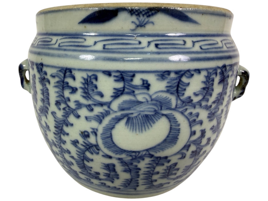 Just Added - Antique Chinese Blue & White Porcelain Jar 6W X 5.5H