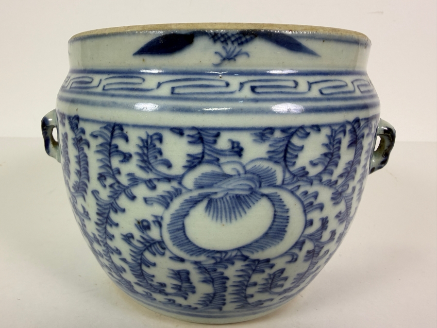 Just Added - Antique Chinese Blue & White Porcelain Jar 6W X 5.5H [Photo 2]
