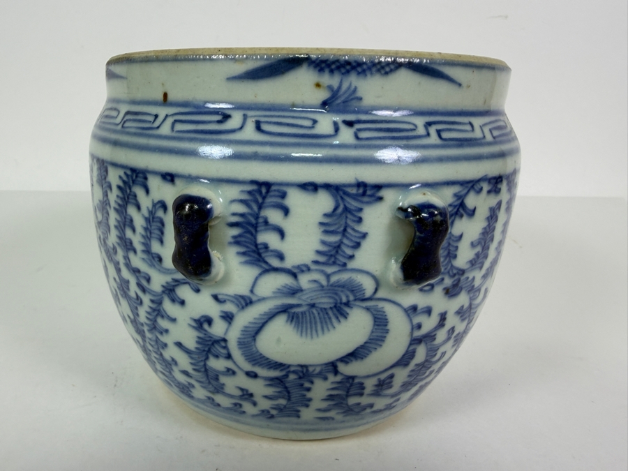 Just Added - Antique Chinese Blue & White Porcelain Jar 6W X 5.5H [Photo 7]