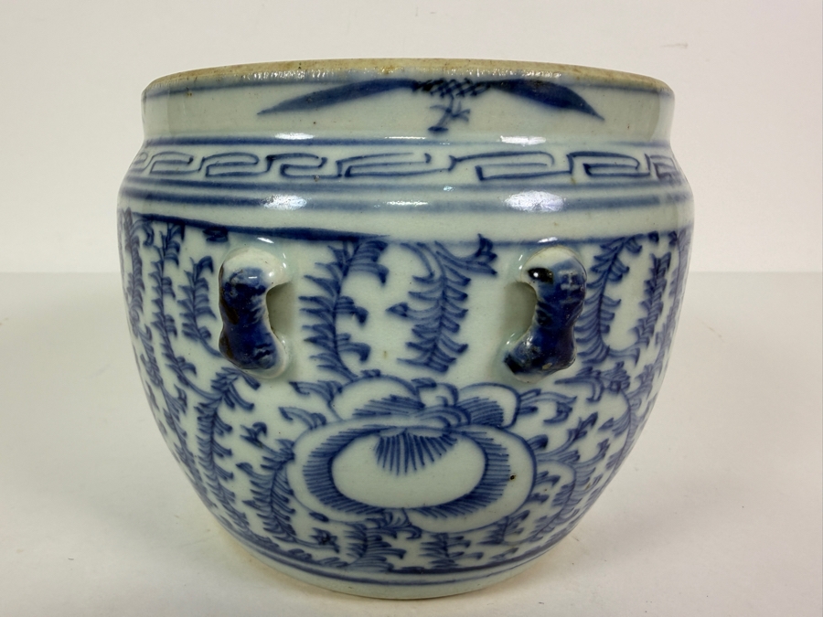 Just Added - Antique Chinese Blue & White Porcelain Jar 6W X 5.5H [Photo 9]