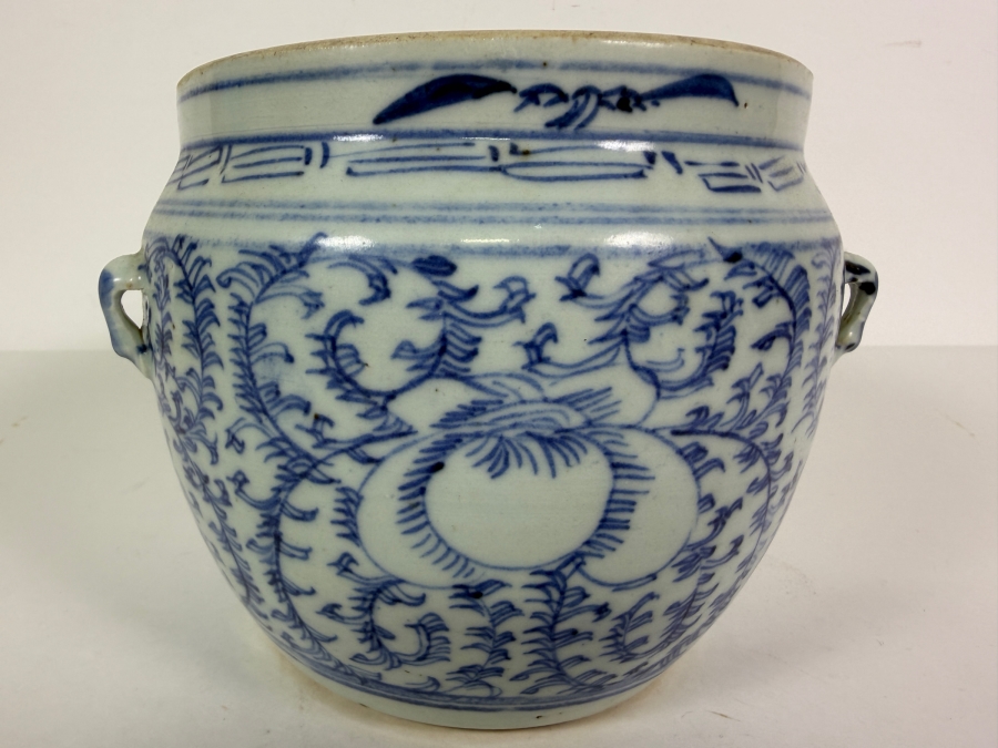Just Added - Antique Chinese Blue & White Porcelain Jar 7W X 5.5H [Photo 2]