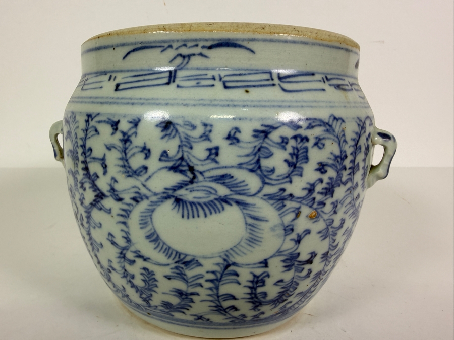 Just Added - Antique Chinese Blue & White Porcelain Jar 7W X 5.5H [Photo 4]