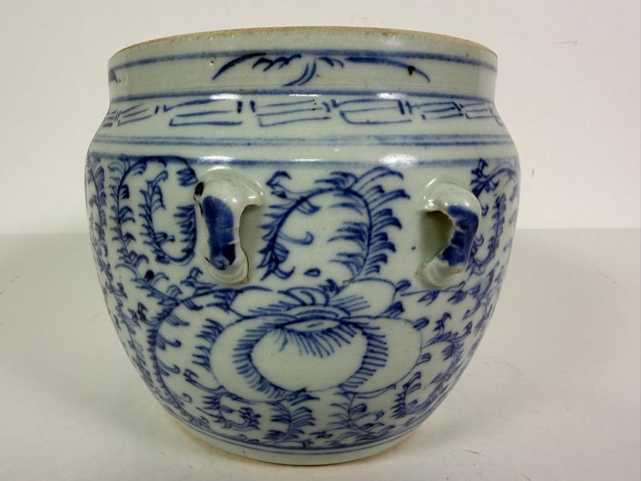 Just Added - Antique Chinese Blue & White Porcelain Jar 7W X 5.5H [Photo 3]