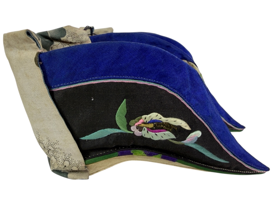 Just Added - Antique Chinese Qing Dynasty Lotus Shoes for Bound Feet 6'L