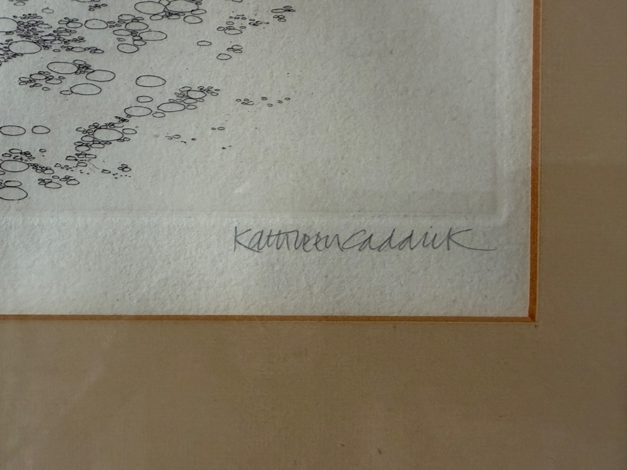 Just Added - Set of (4) Kathleen Caddick Framed Limited Edition Artist Signed Color Etchings Dated 1977 from Autumn into Winter Suite [Photo 10]