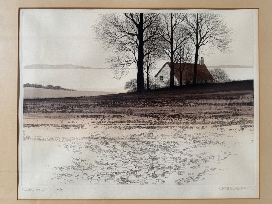 Just Added - Set of (4) Kathleen Caddick Framed Limited Edition Artist Signed Color Etchings Dated 1977 from Autumn into Winter Suite [Photo 3]