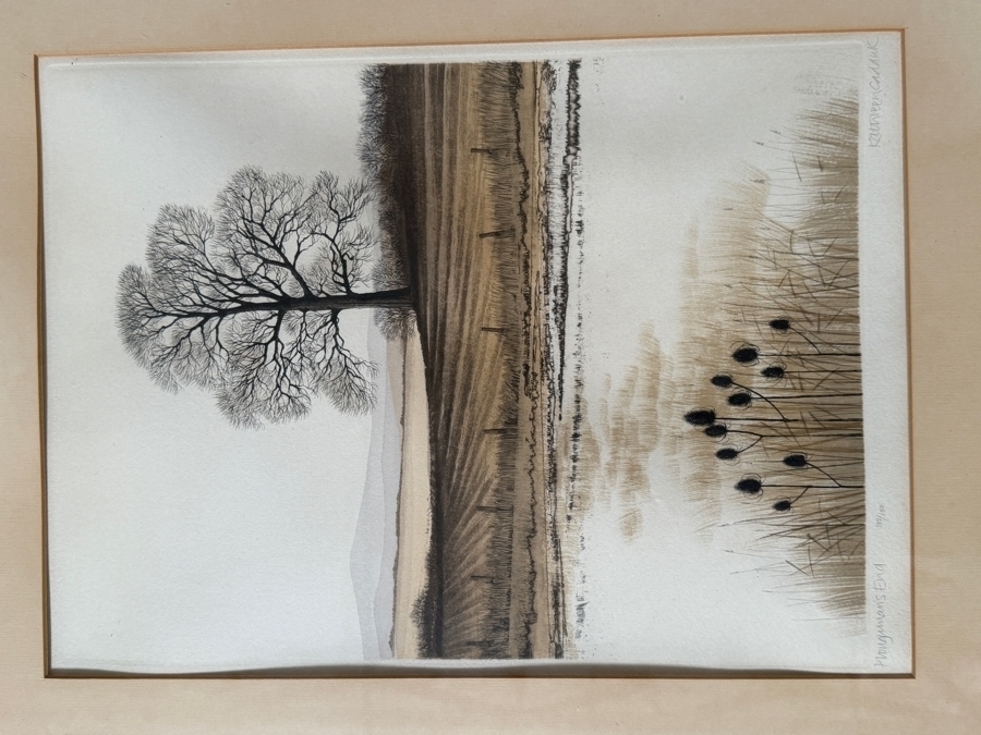Just Added - Set of (4) Kathleen Caddick Framed Limited Edition Artist Signed Color Etchings Dated 1977 from Autumn into Winter Suite [Photo 12]