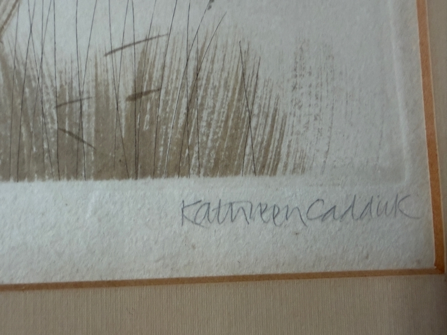 Just Added - Set of (4) Kathleen Caddick Framed Limited Edition Artist Signed Color Etchings Dated 1977 from Autumn into Winter Suite [Photo 13]