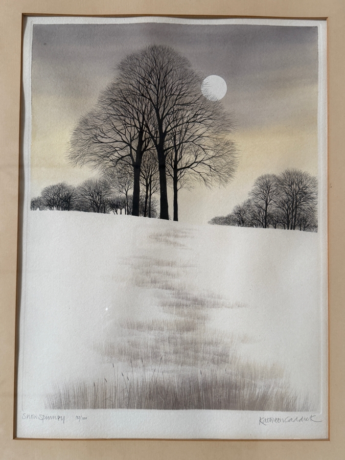 Just Added - Set of (4) Kathleen Caddick Framed Limited Edition Artist Signed Color Etchings Dated 1977 from Autumn into Winter Suite [Photo 15]