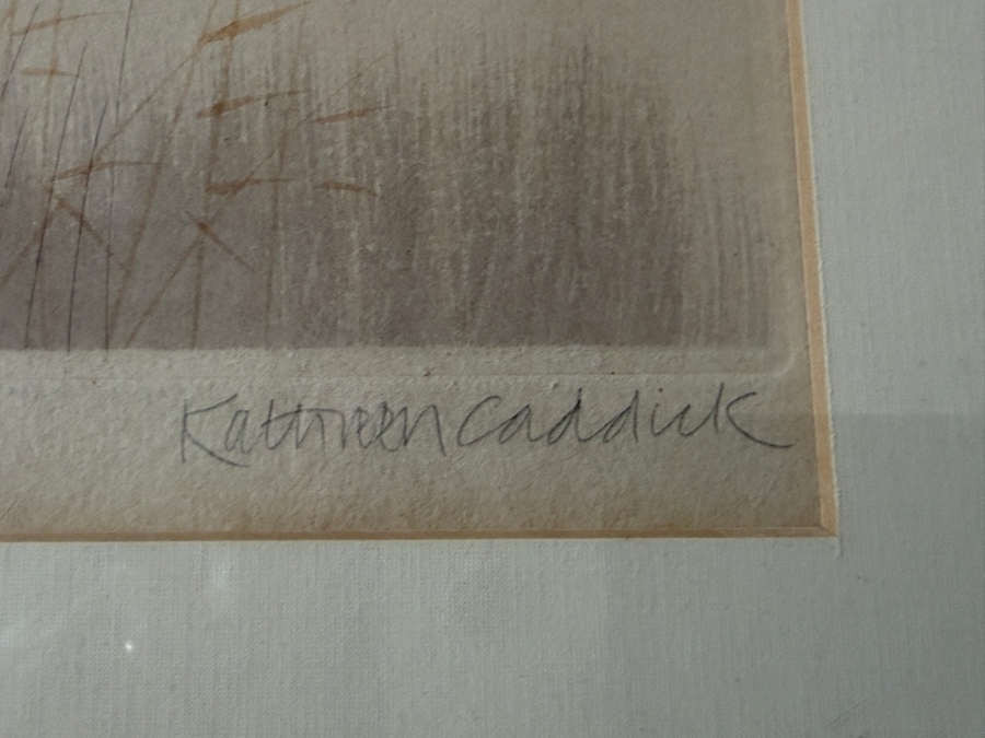 Just Added - Set of (4) Kathleen Caddick Framed Limited Edition Artist Signed Color Etchings Dated 1977 from Autumn into Winter Suite [Photo 6]
