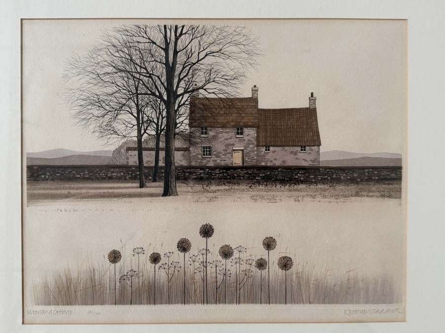 Just Added - Set of (4) Kathleen Caddick Framed Limited Edition Artist Signed Color Etchings Dated 1977 from Autumn into Winter Suite [Photo 4]