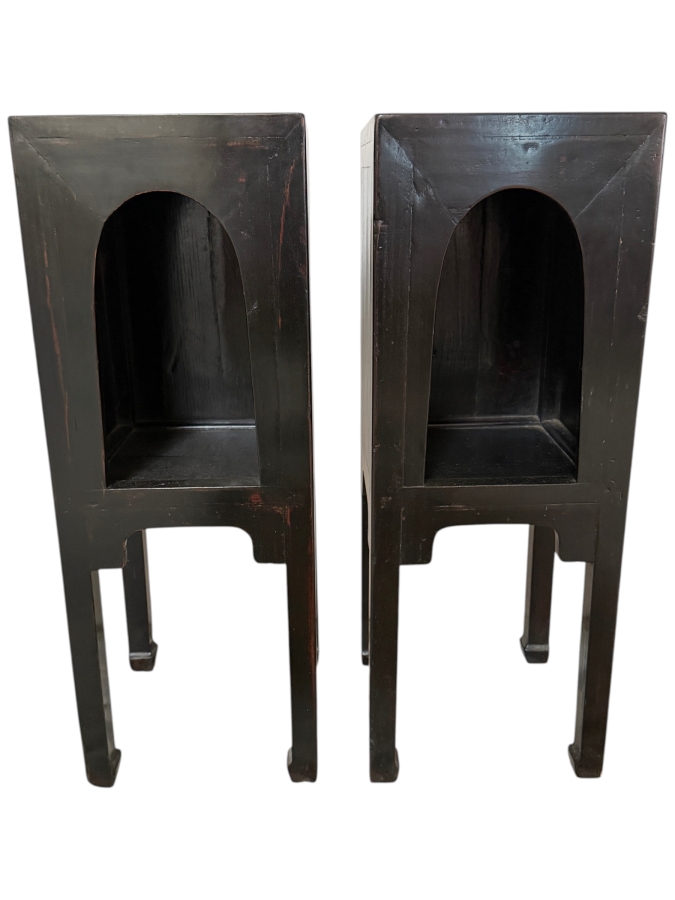 Just Added - Pair of Antique Chinese Stands Pedestal Tables 11.75W X 11.75D X 32H