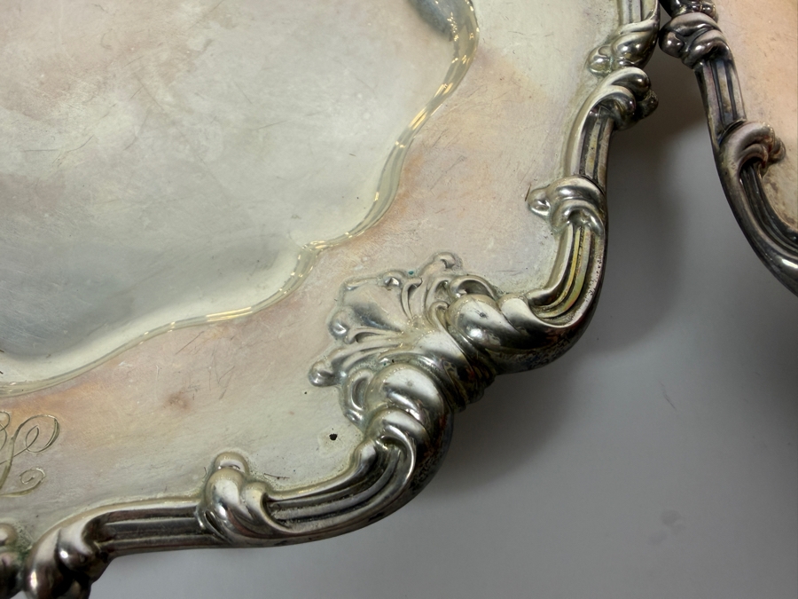 (12) Vintage Whiting Sterling Silver 6' Plates Featuring an Ornate Scrolled Rim and Shell Motifs 1,368.6g (Silver Melt Value $2,646) [Photo 5]