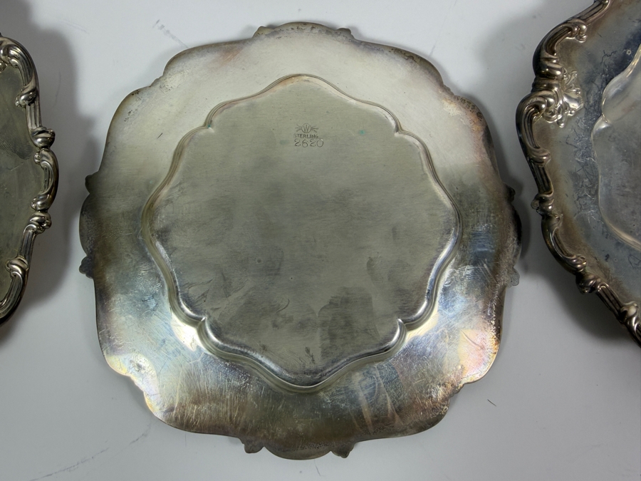 (12) Vintage Whiting Sterling Silver 6' Plates Featuring an Ornate Scrolled Rim and Shell Motifs 1,368.6g (Silver Melt Value $2,646) [Photo 6]