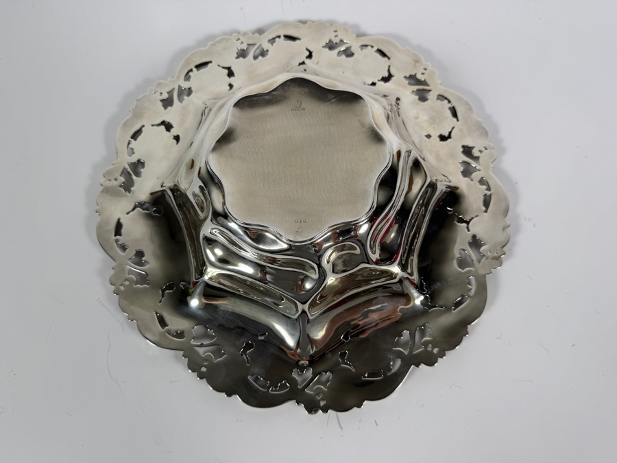 Exceptional Antique Art Nouveau Sterling Silver Footed Bowl 12.75'W X 3'H 767.4g (Silver Melt Value $1,483) [Photo 10]