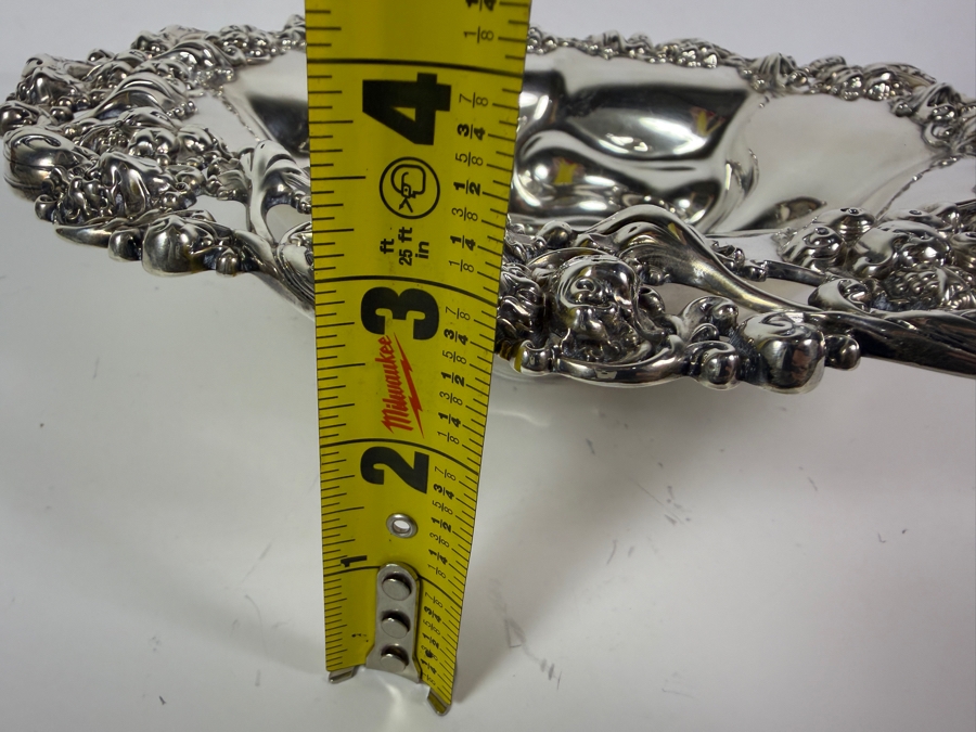 Exceptional Antique Art Nouveau Sterling Silver Footed Bowl 12.75'W X 3'H 767.4g (Silver Melt Value $1,483) [Photo 16]